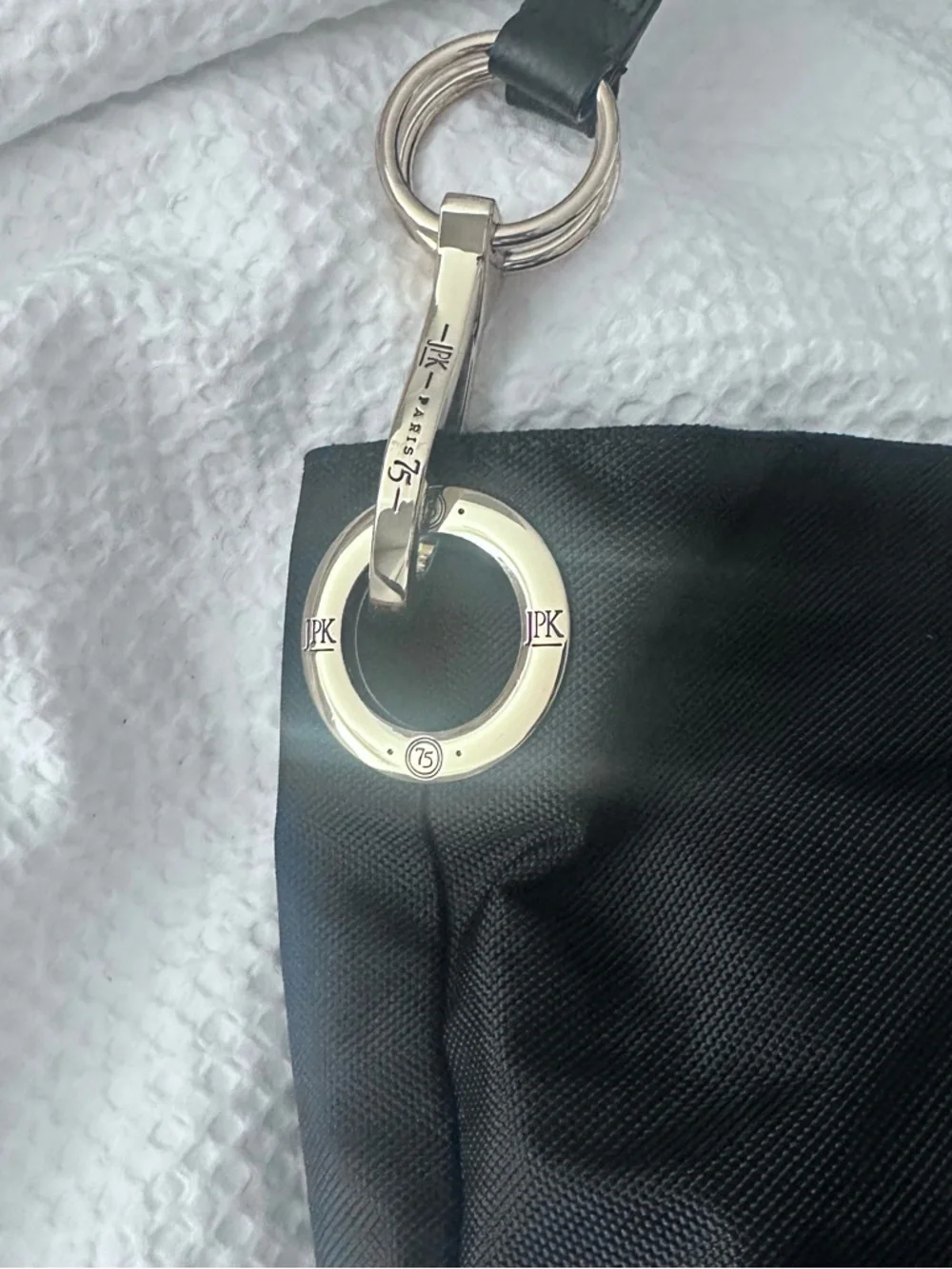 JPK Paris 75 Black Nylon Shoulder Bag Gold Hardware